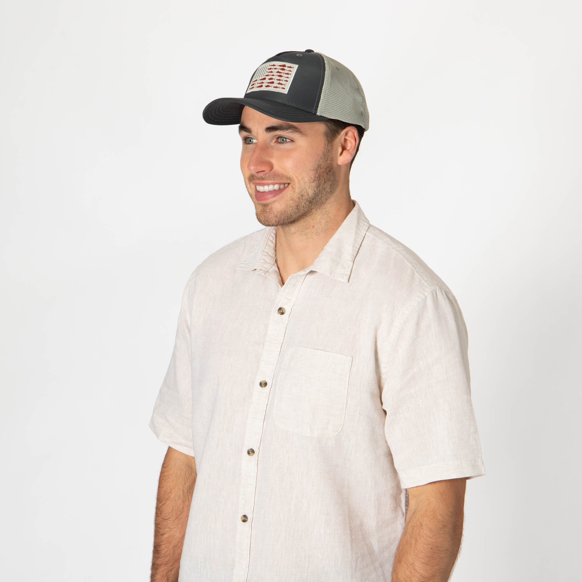Water Performance - Mens Americana Fishing Trucker Hat 7 Water Performance - Mens Americana Fishing Trucker Hat