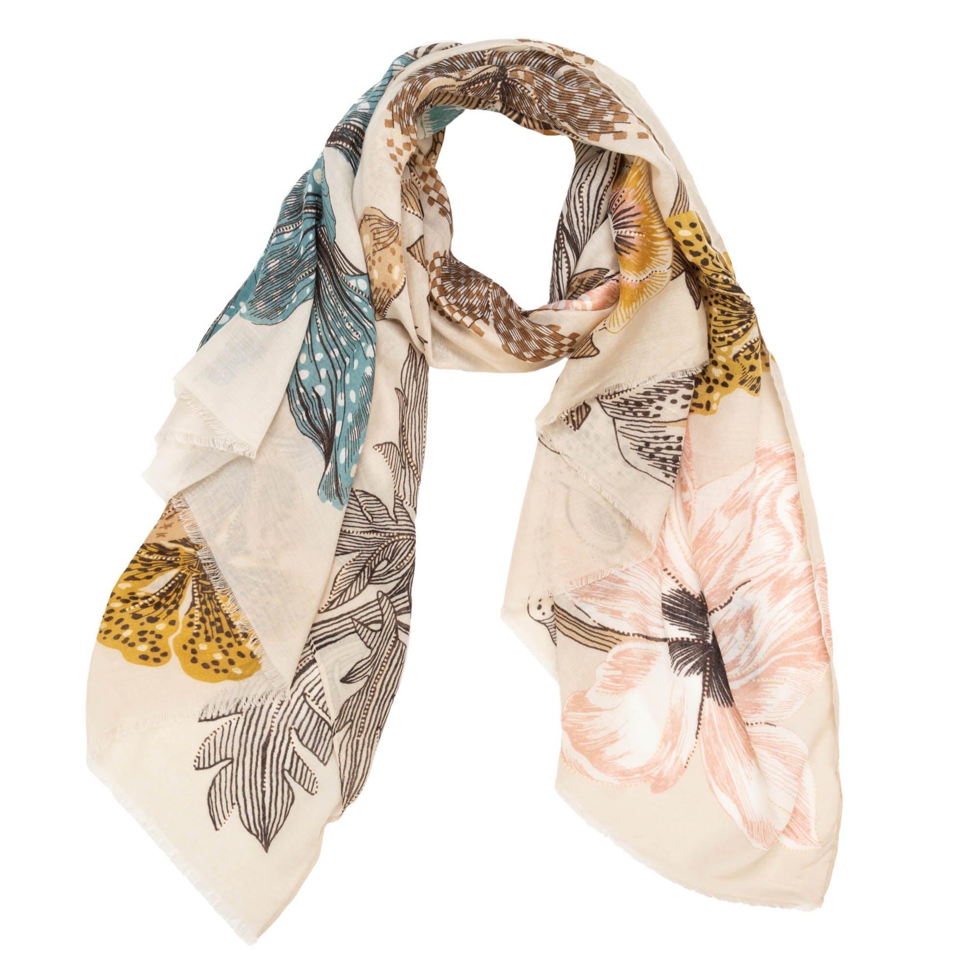 Wild and Free - Light Weight Woven Floral Scarf
