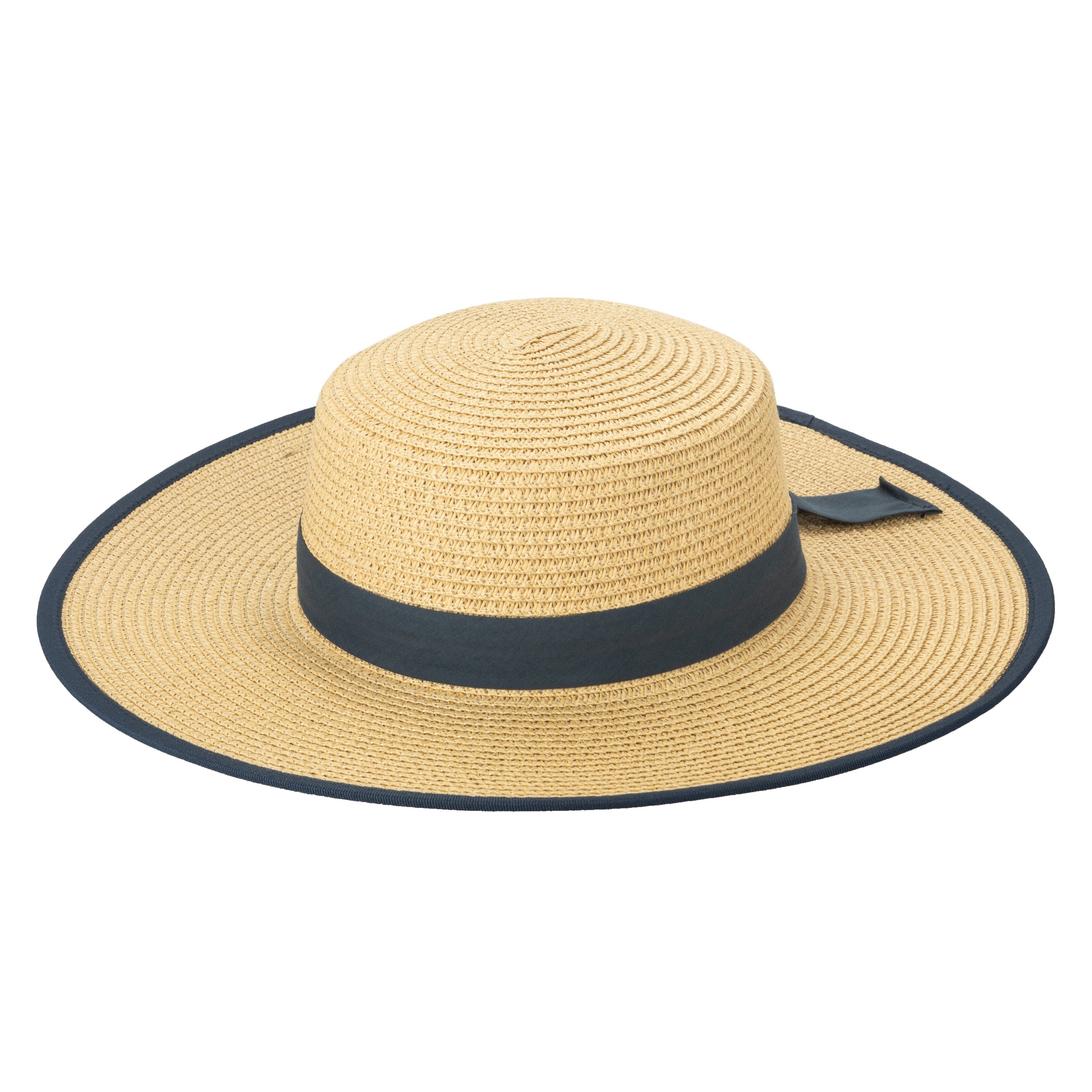 Women's Boater With Pop Color Grosgrain and Bound Edge 4 Women's Boater With Pop Color Grosgrain and Bound Edge