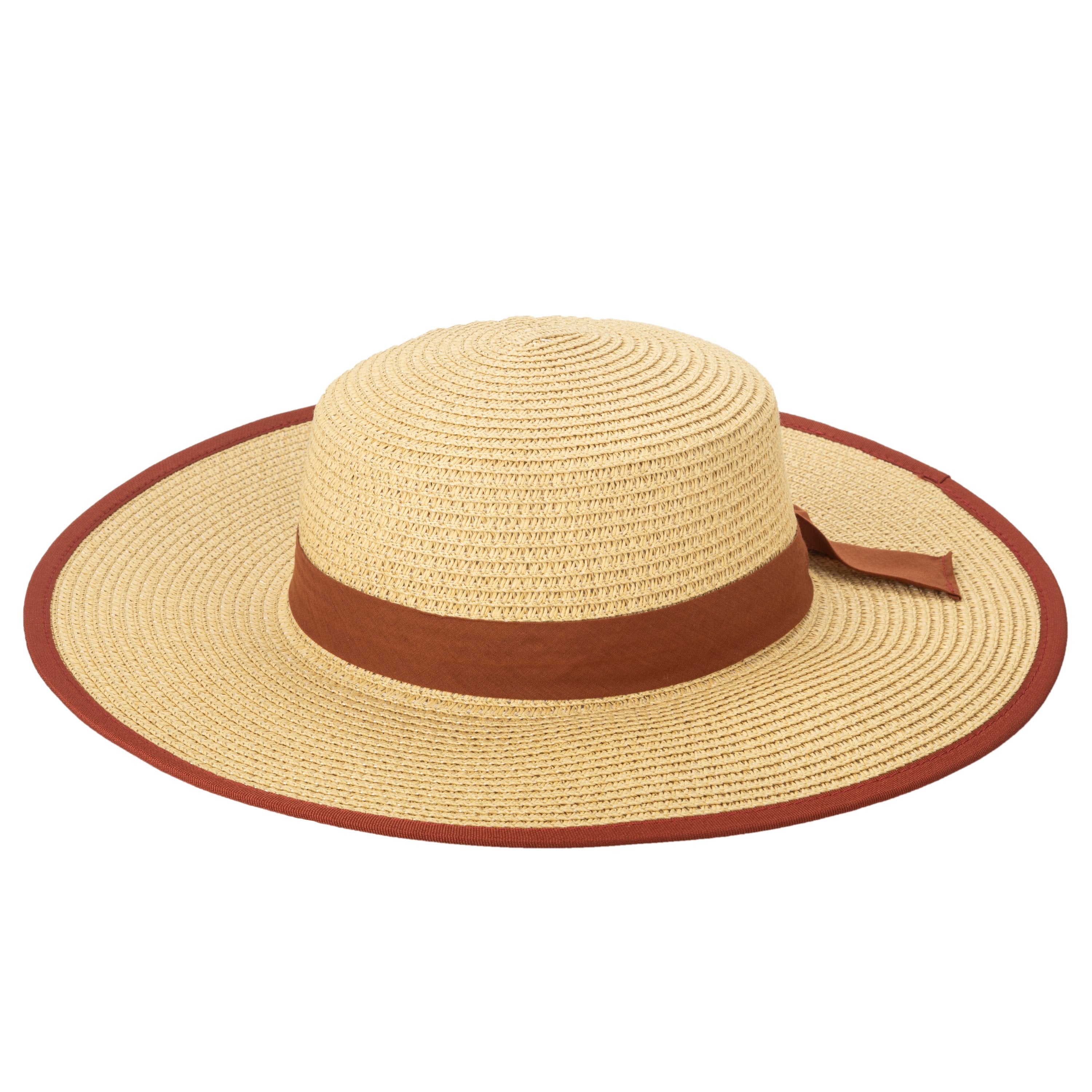 Women's Boater With Pop Color Grosgrain and Bound Edge 9 Women's Boater With Pop Color Grosgrain and Bound Edge
