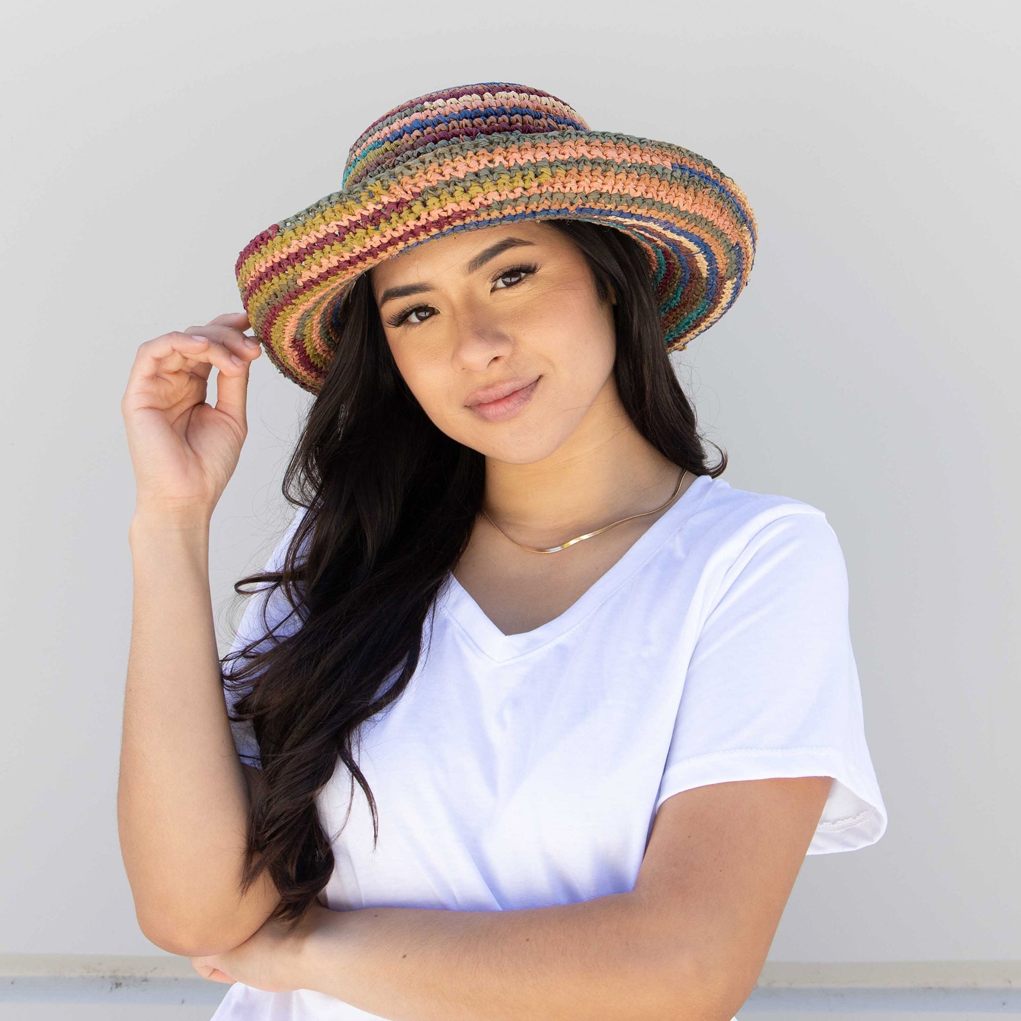 Women's Crocheted Raffia Kettle Brim Hat 3 Women's Crocheted Raffia Kettle Brim Hat