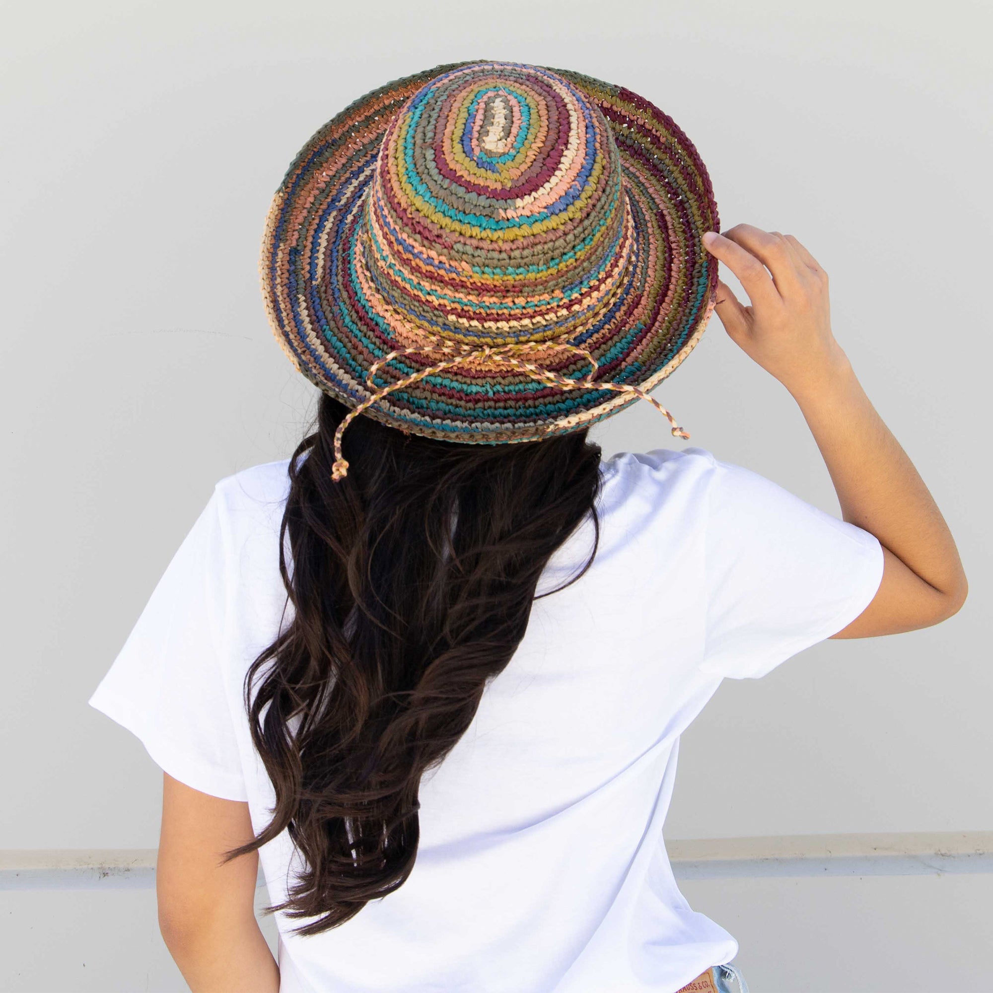 Women's Crocheted Raffia Kettle Brim Hat 4 Women's Crocheted Raffia Kettle Brim Hat