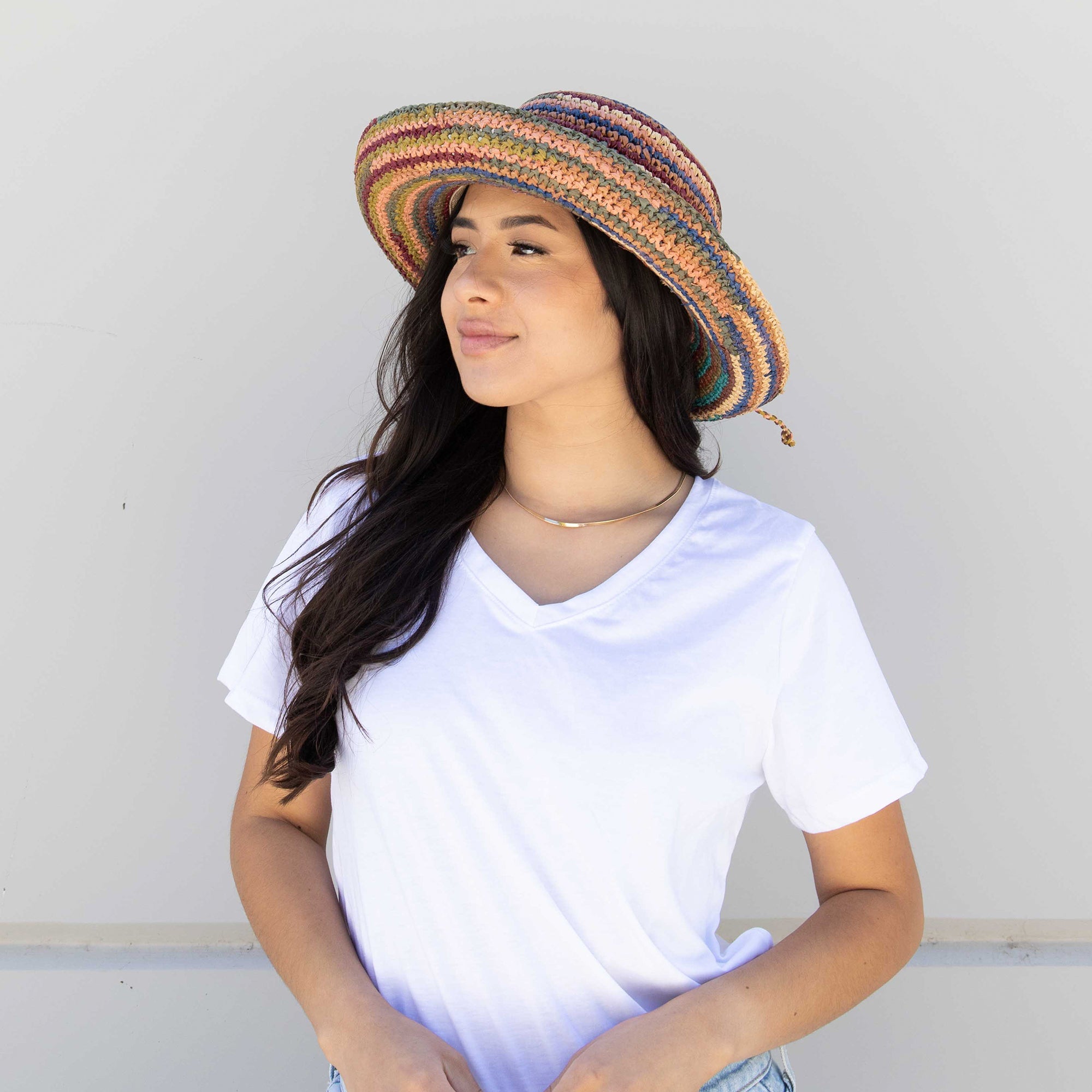 Women's Crocheted Raffia Kettle Brim Hat 5 Women's Crocheted Raffia Kettle Brim Hat