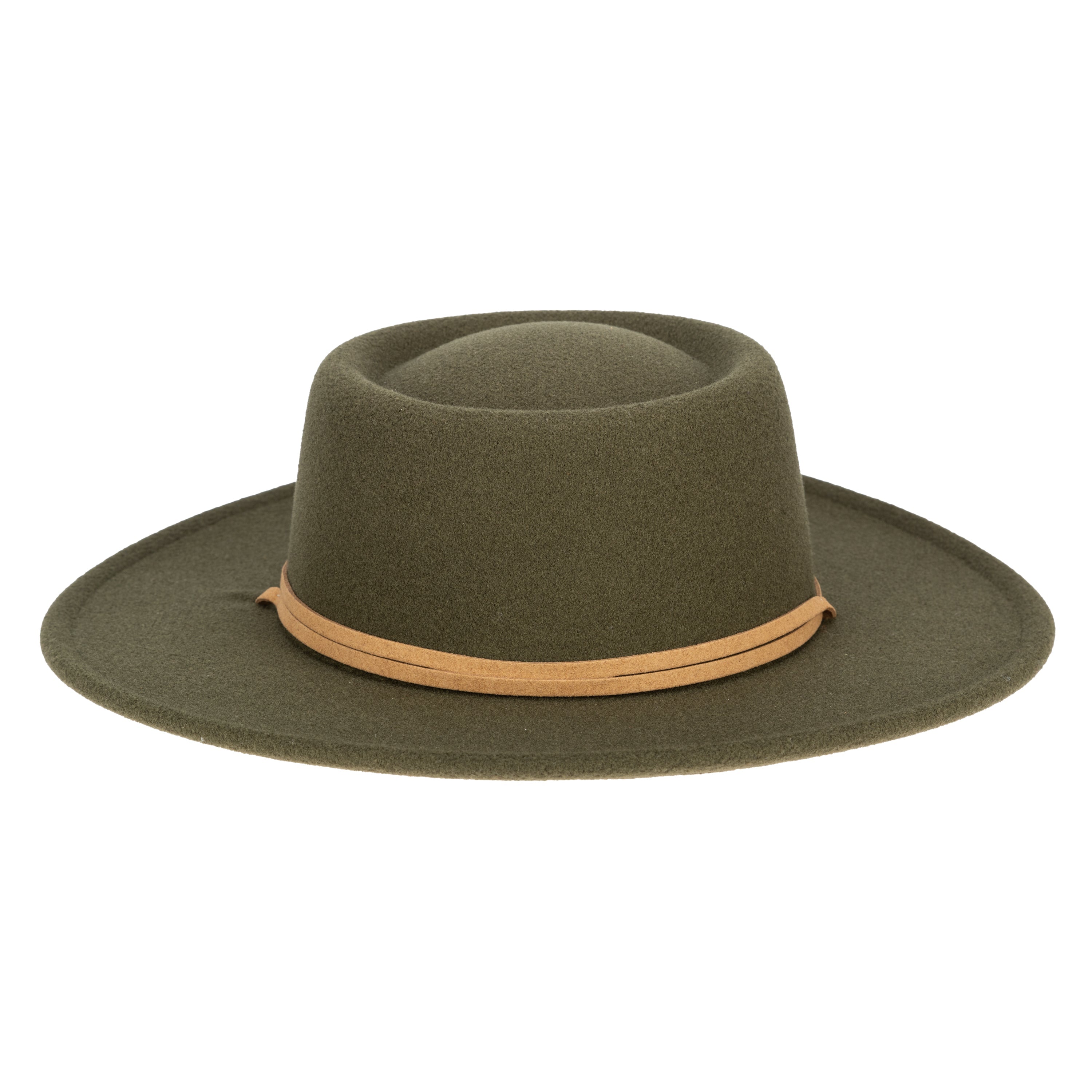 Women's Faux Felt Boater W/ Faux Leather Chin Cord 16 Women's Faux Felt Boater W/ Faux Leather Chin Cord