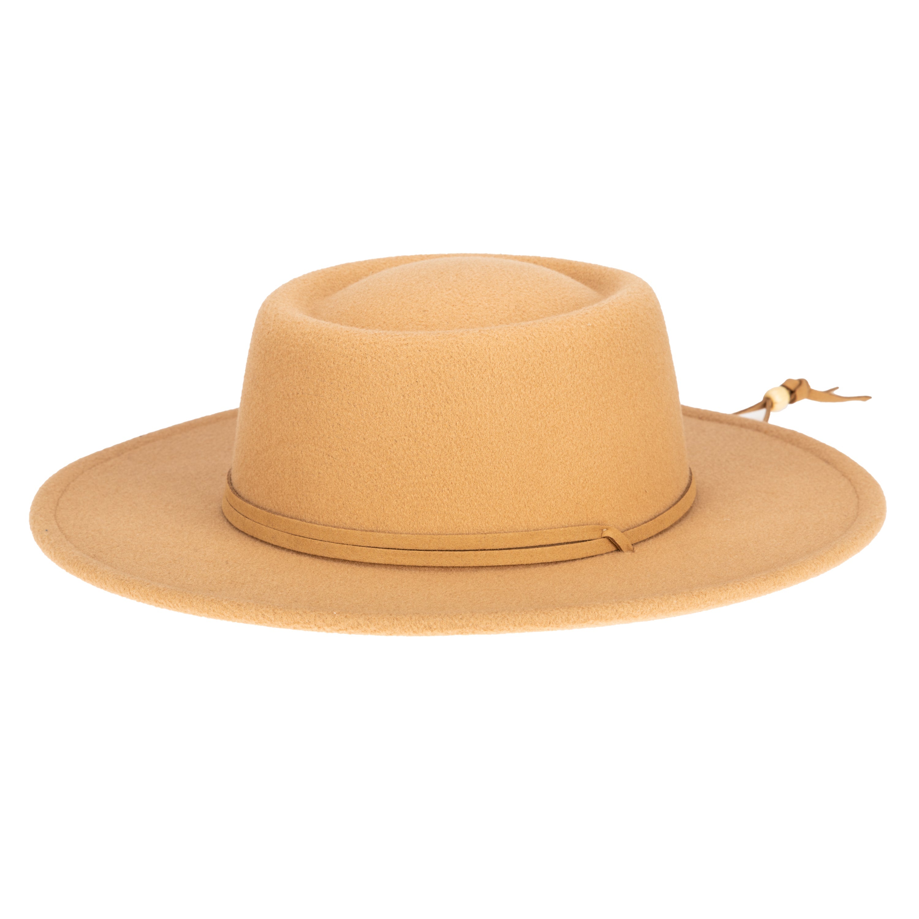 Women's Faux Felt Boater W/ Faux Leather Chin Cord 21 Women's Faux Felt Boater W/ Faux Leather Chin Cord