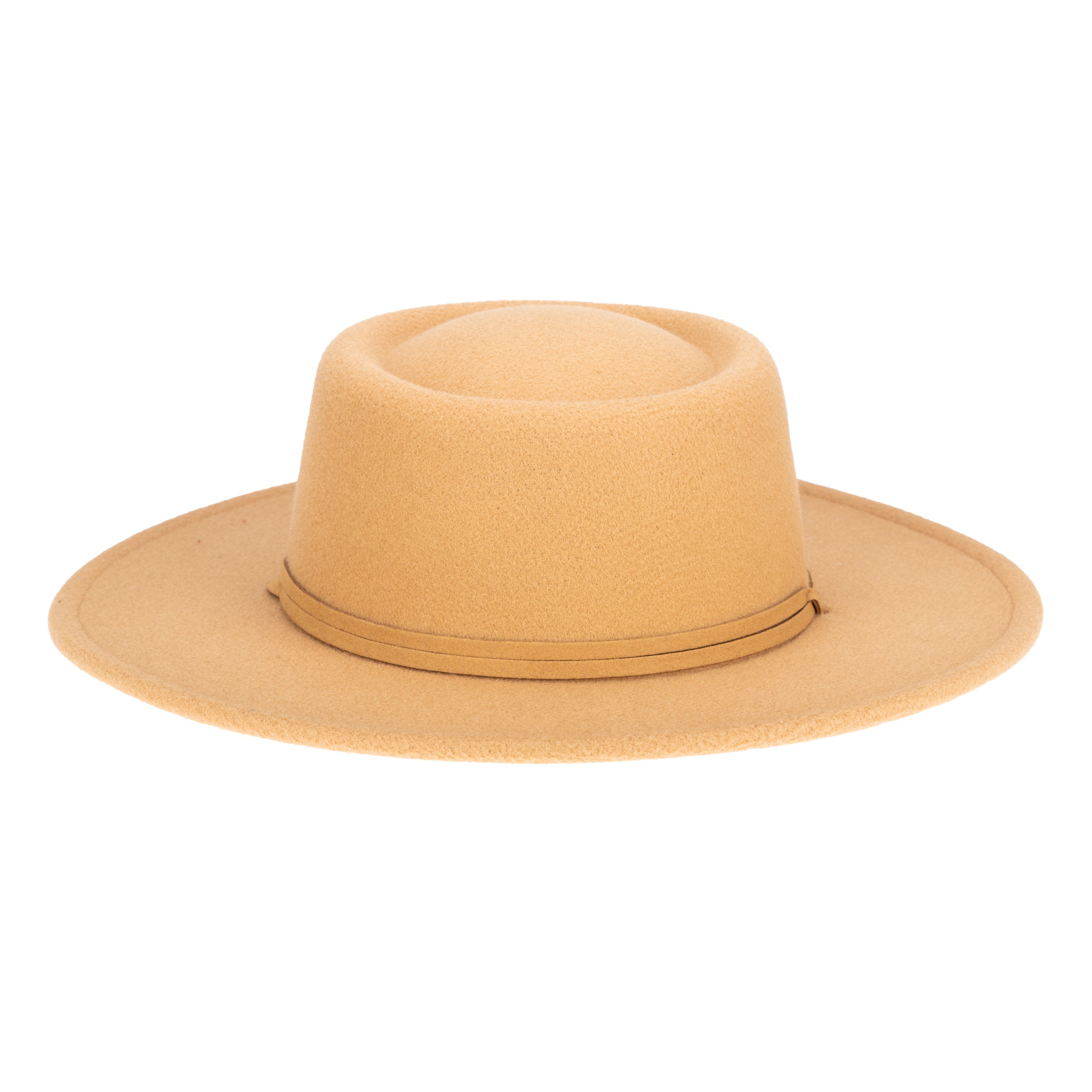 Women's Faux Felt Boater W/ Faux Leather Chin Cord 26 Women's Faux Felt Boater W/ Faux Leather Chin Cord