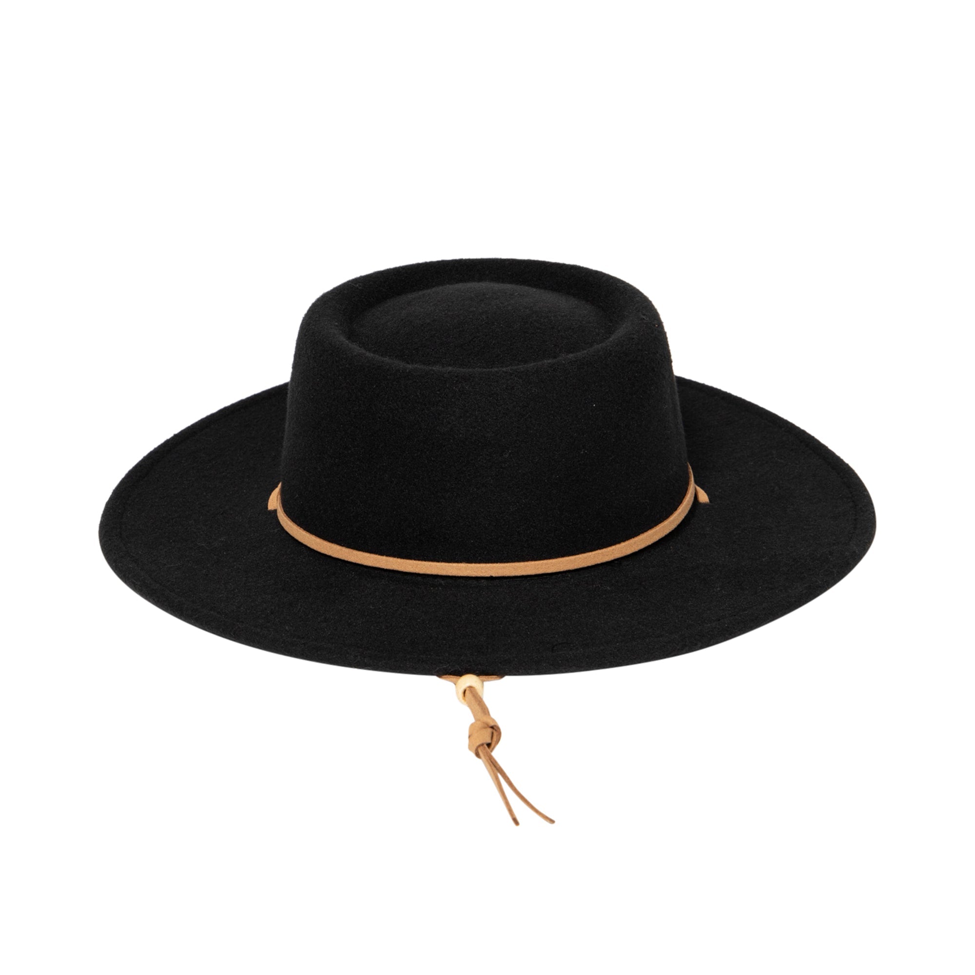 Women's Faux Felt Boater W/ Faux Leather Chin Cord 8 Women's Faux Felt Boater W/ Faux Leather Chin Cord