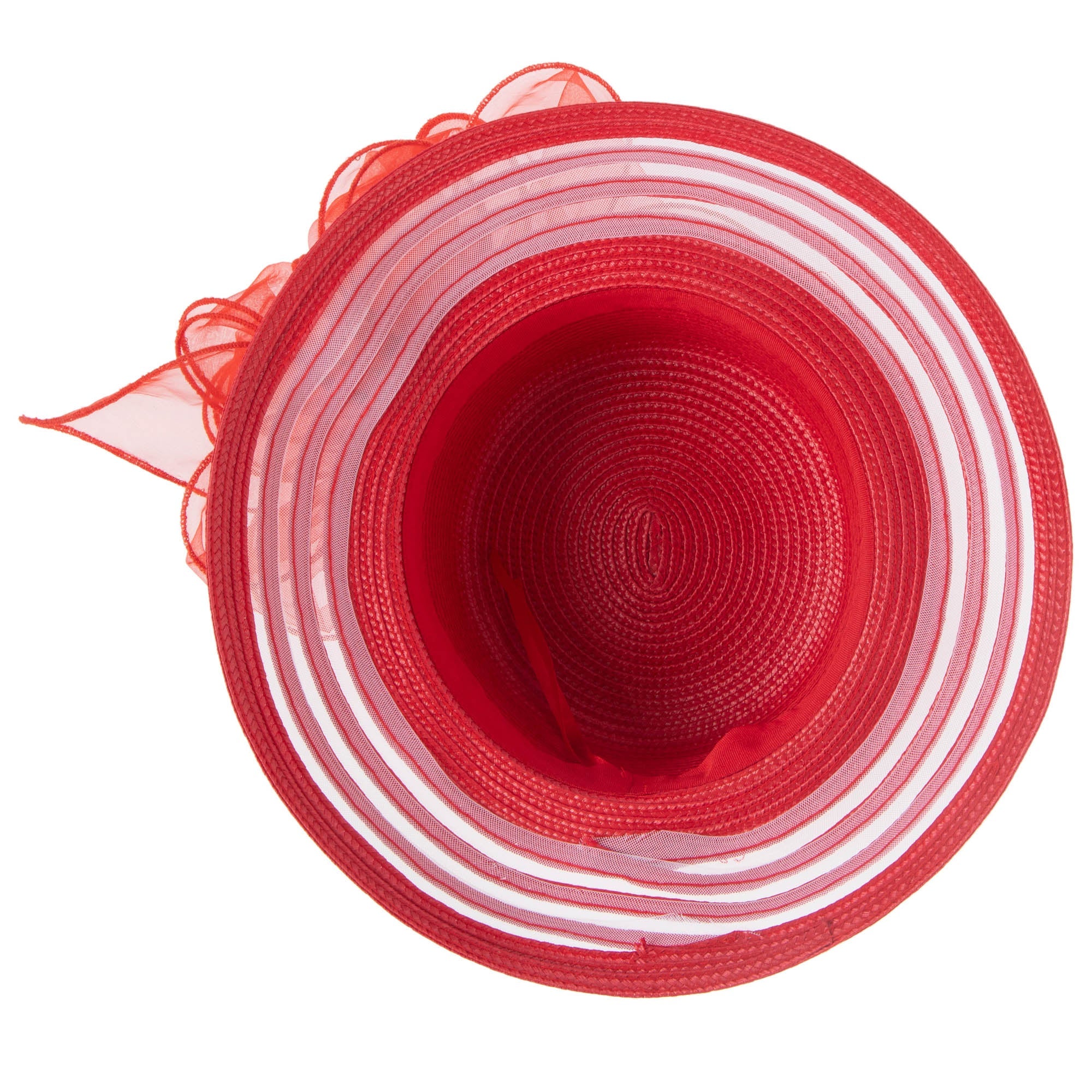 Women's Red Dress Hat with Organza Bow 5 Women's Red Dress Hat with Organza Bow