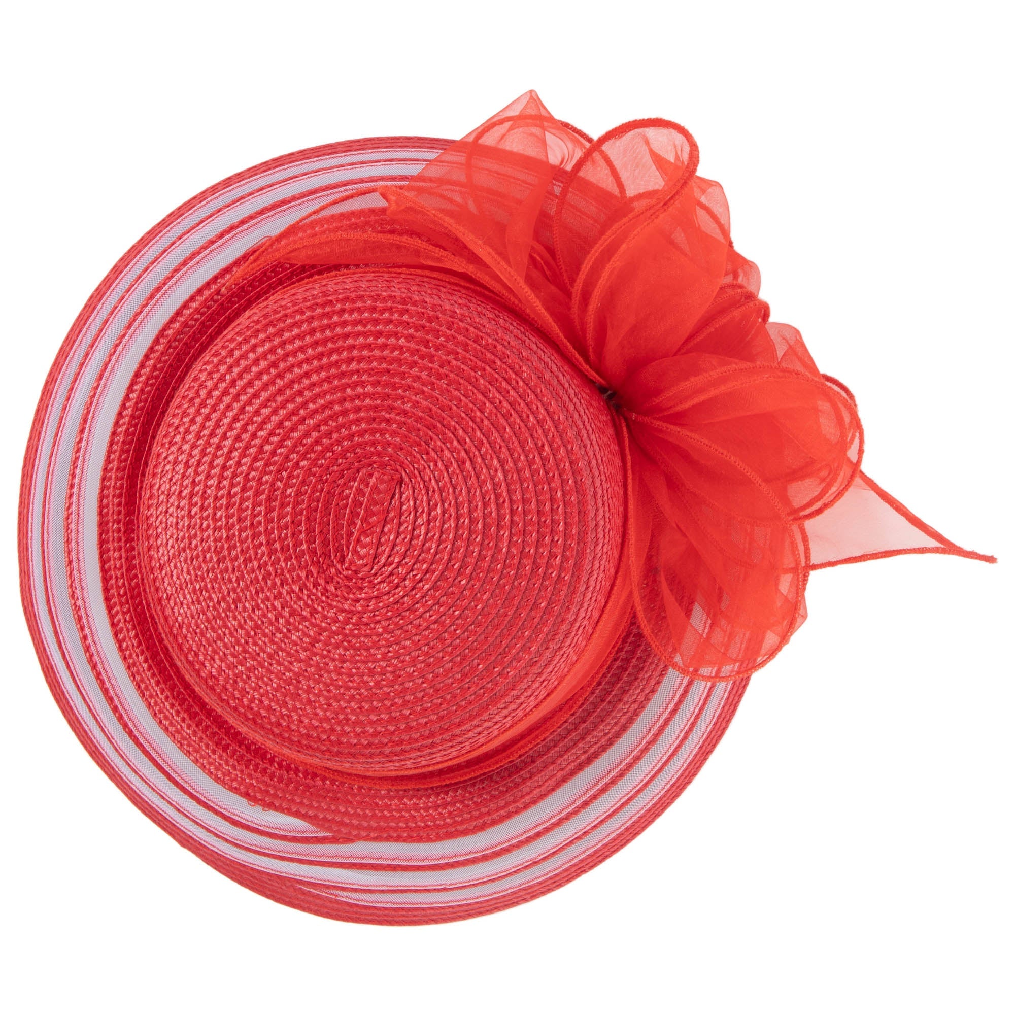 Women's Red Dress Hat with Organza Bow 6 Women's Red Dress Hat with Organza Bow