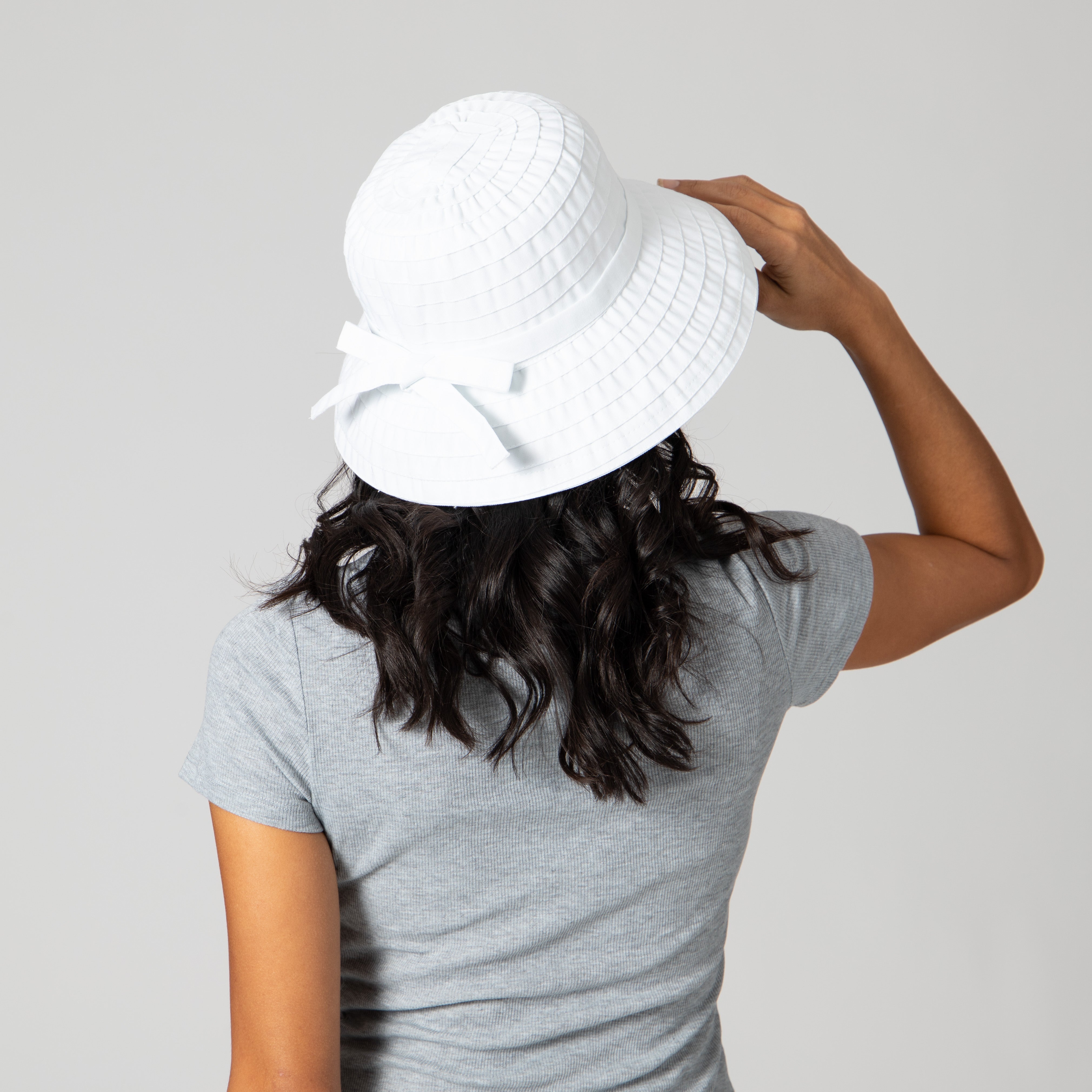 Women's ribbon bucket with adjustable tie 4 Women's ribbon bucket with adjustable tie
