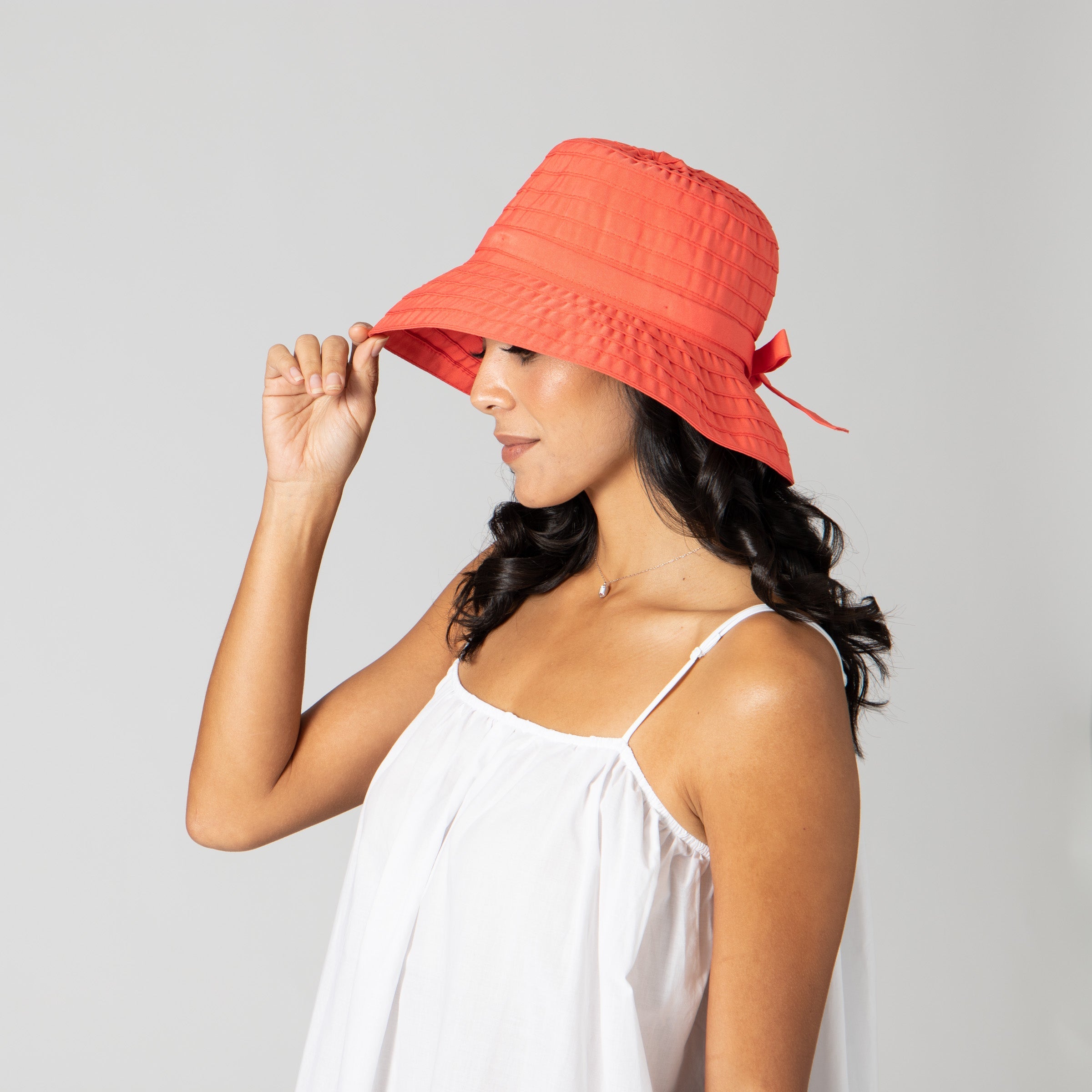 Women's ribbon bucket with adjustable tie 7 Women's ribbon bucket with adjustable tie