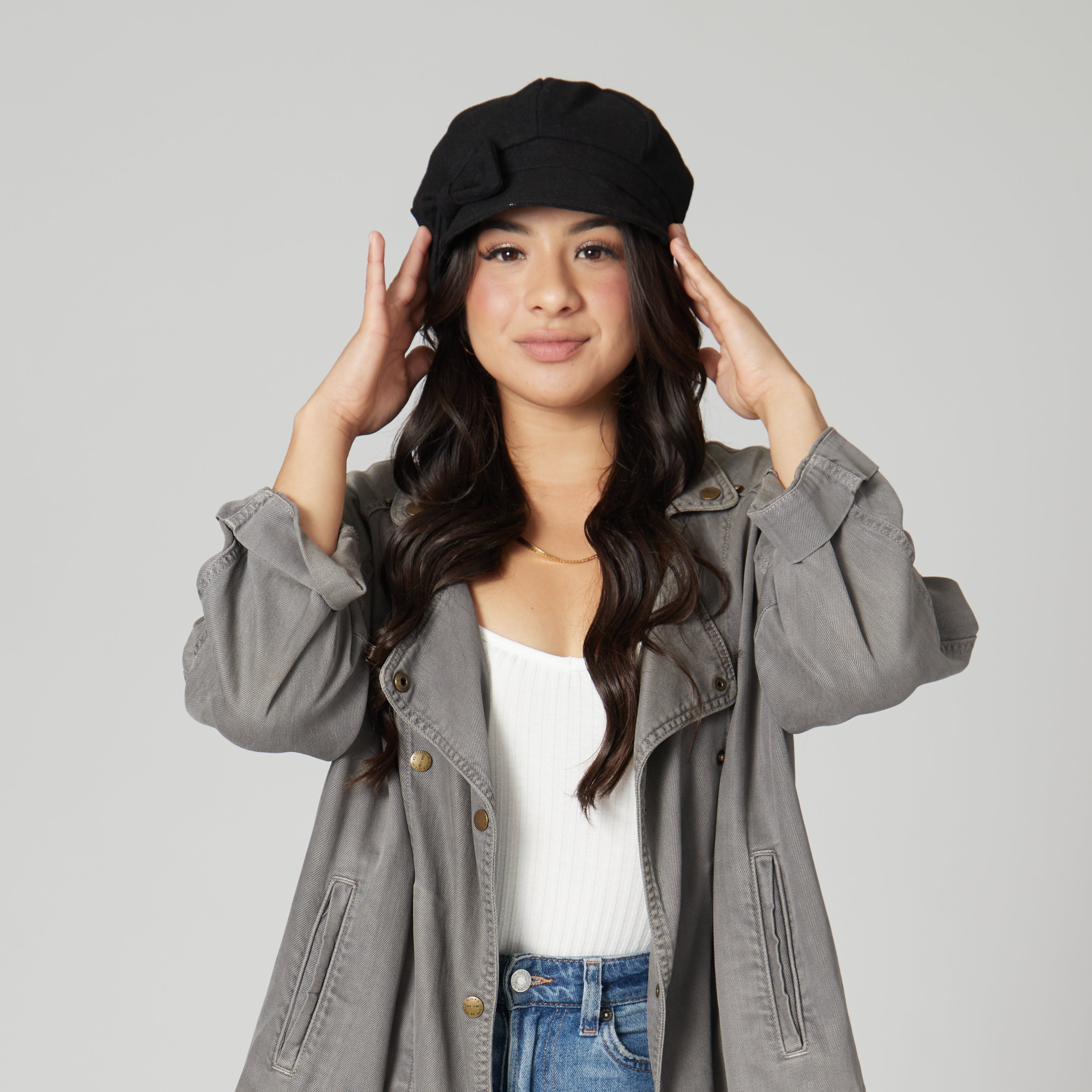 Women's Wool Cap With Bow 3 Women's Wool Cap With Bow