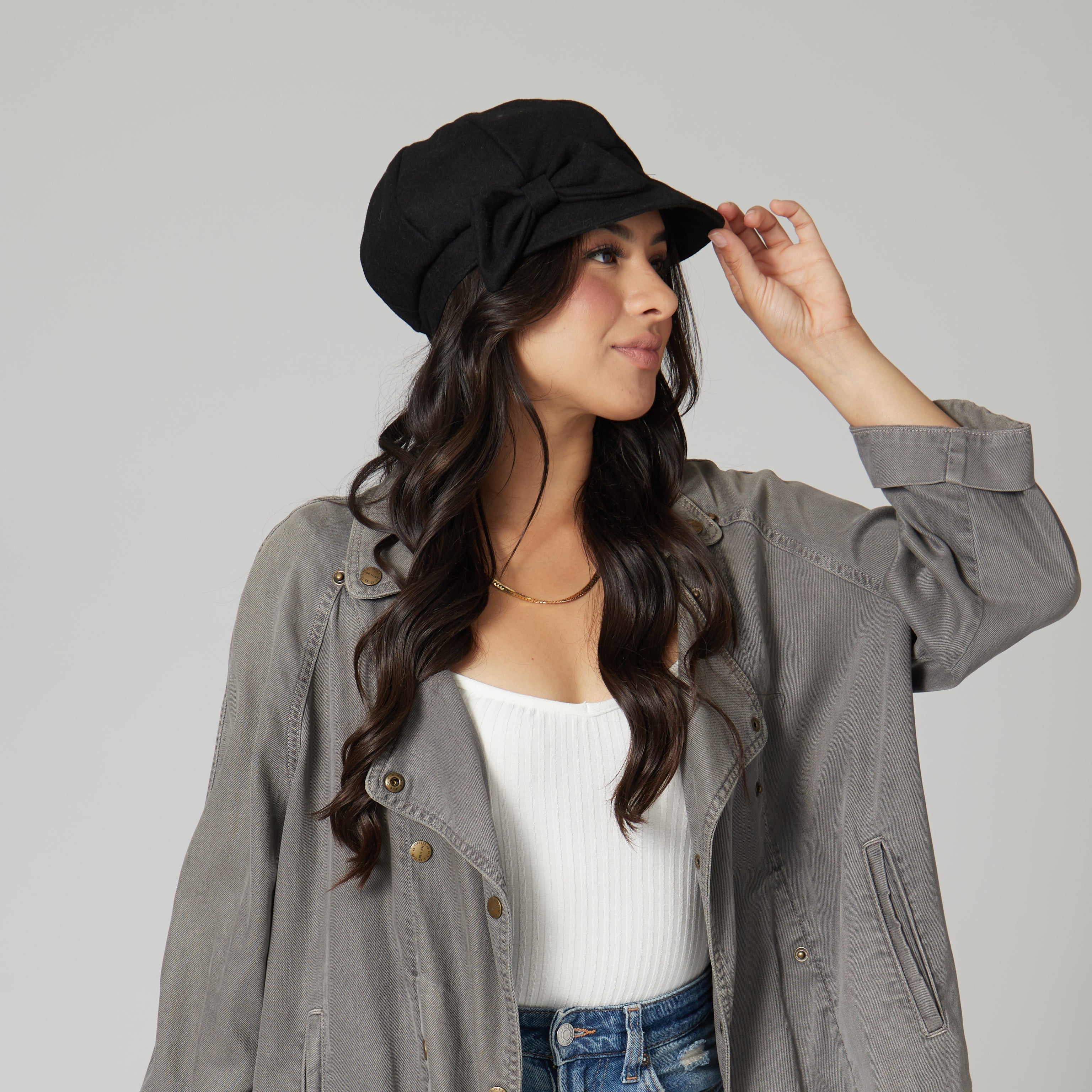 Women's Wool Cap With Bow 4 Women's Wool Cap With Bow