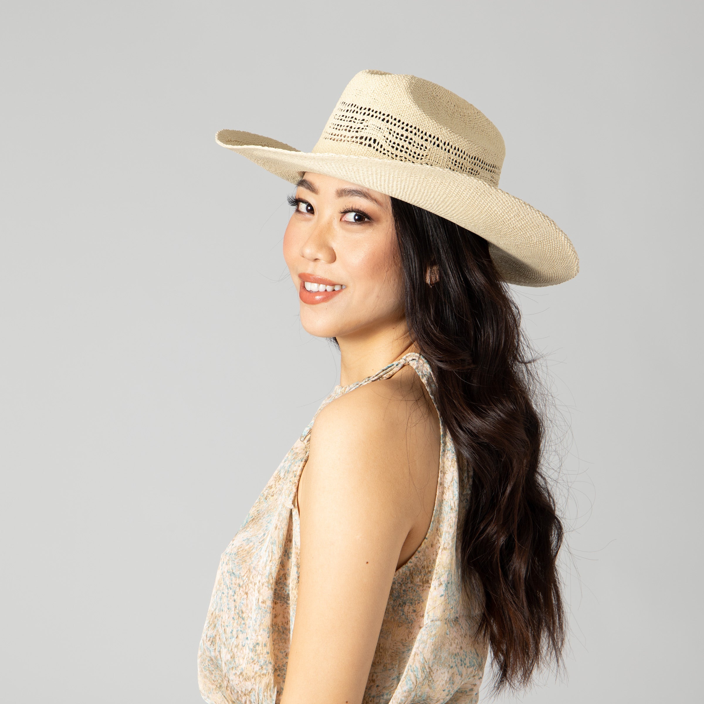 Women's Woven Cowboy With 2 Tone Cotton Band 4 Women's Woven Cowboy With 2 Tone Cotton Band