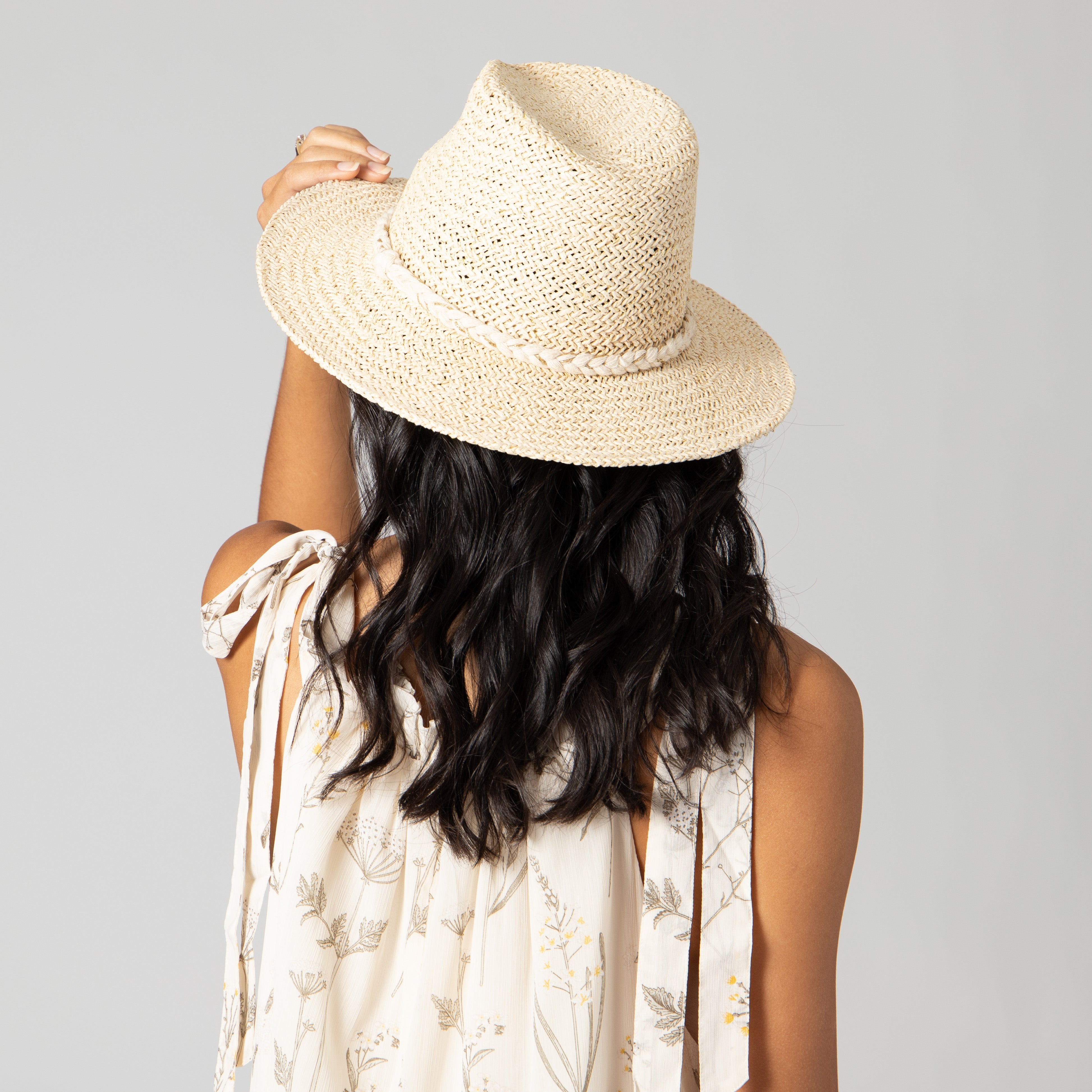 Women's Woven Shimmer Fedora w/ Braided Band (PBF7352) 5 Women's Woven Shimmer Fedora w/ Braided Band (PBF7352)
